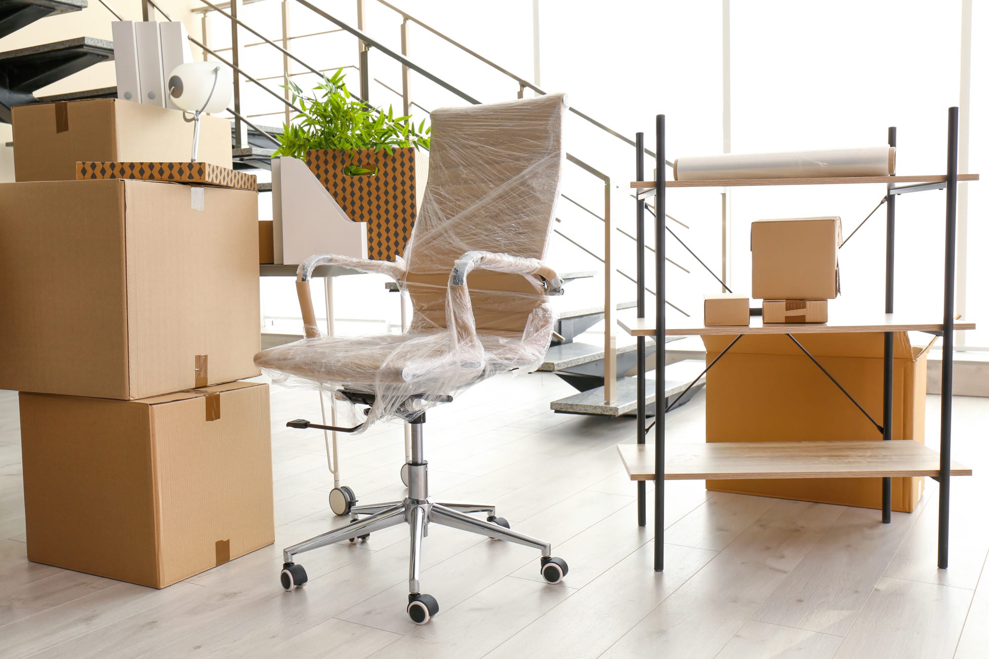 Professional office movers preparing for relocation